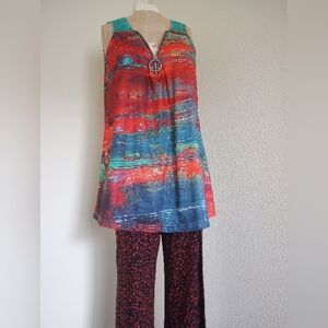 Colorful Sleeveless Tunic Top